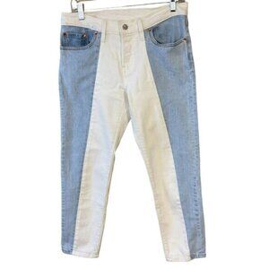 Levi's 501T Two-Tone Mid-Rise Cropped Tapered Button-Fly Jeans - Women's Size 27
